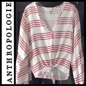 NWOT Anthro Lavender Fields Tie Waist Top